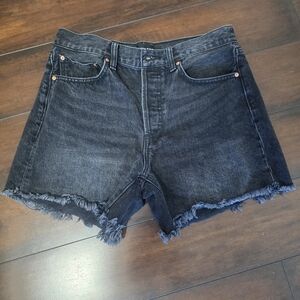 Denim Forum Dark Wash Midi Shorts